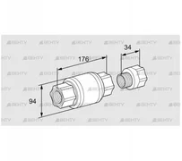 GRSF 50R (03150676) Обратный клапан с пламяпреградителем Kromschroder