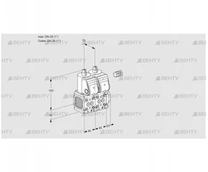 VCS1E25R/25R05FNNWR/PPPP/PPPP (88101225) Сдвоенный газовый клапан Kromschroder