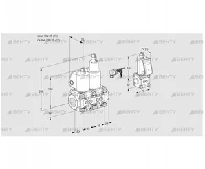 VCS1E25R/25R05NLWL/PPZS/MMPP (88104317) Сдвоенный газовый клапан Kromschroder