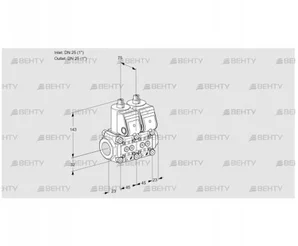 VCS1E25R/25R05NNWR/PPPP/PPPP (88104646) Сдвоенный газовый клапан Kromschroder