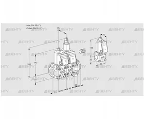 VCS1E25R/25R05NLVQR/PPPP/PPBS (88106390) Сдвоенный газовый клапан Kromschroder