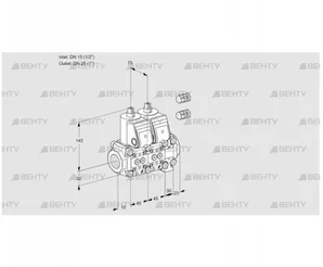 VCS1E15R/25R05NNVWR3/PPPP/PPPP (88101729) Сдвоенный газовый клапан Kromschroder