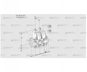 VCS1E20R/25R05NNVWR3/PPPP/PPPP (88101732) Сдвоенный газовый клапан Kromschroder