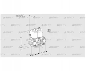 VCS1E25R/25R05NNWL/PPPP/PPPP (88103598) Сдвоенный газовый клапан Kromschroder