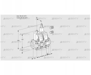 VCS1E20R/20R05NLVWR3/PPPP/PPPP (88104576) Сдвоенный газовый клапан Kromschroder