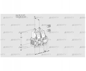 VCS1E15R/15R05FNNVWR3/PPPP/PPPP (88103429) Сдвоенный газовый клапан Kromschroder