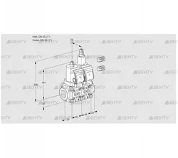 VCS1E25R/25R05NLKGR3/PPPP/PPPP (88106691) Сдвоенный газовый клапан Kromschroder