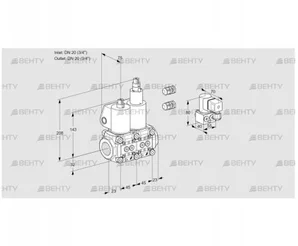 VCS1E20R/20R05NLWL3/PPBY/MMMM (88103328) Сдвоенный газовый клапан Kromschroder