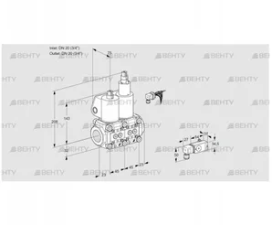 VCS1E20R/20R05NLWL/PPPP/2--3 (88104633) Сдвоенный газовый клапан Kromschroder